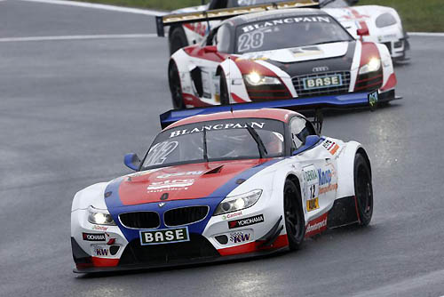 Uitzicht op het podium voor DB Motorsport in het ADAC GT Masters